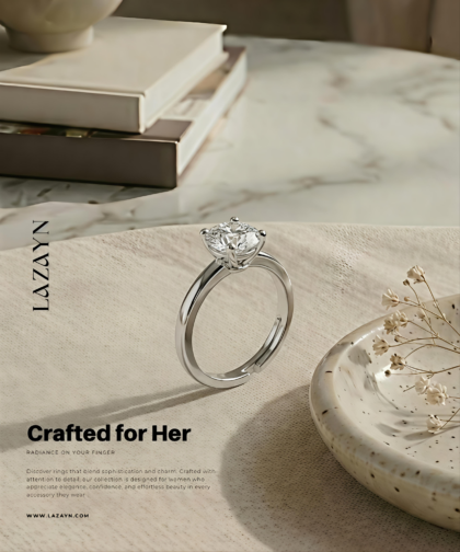 White gold 1 carat | Women Adjustable Ring