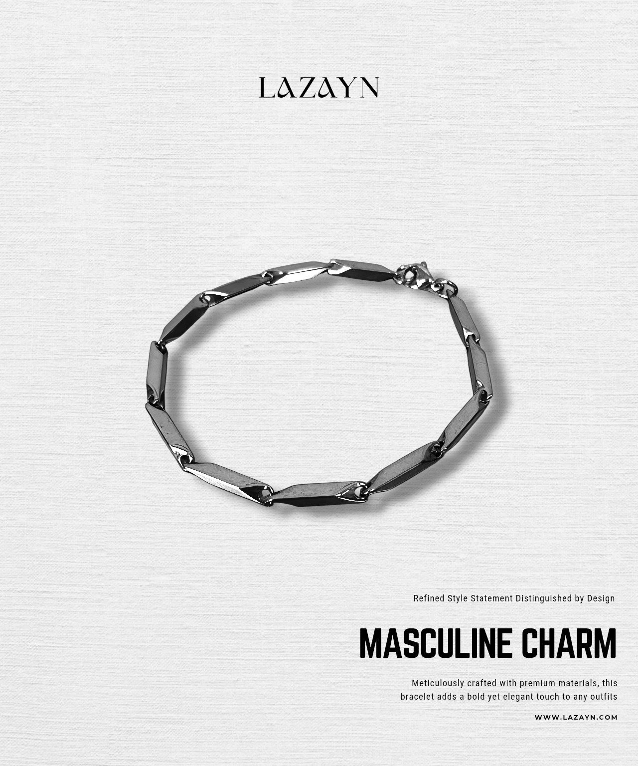 Diamond shaped titanium steel Mens bracelet