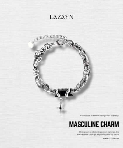 Black Diamond Star Winding Bracelet for Men