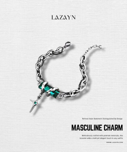 Green Diamond Star Winding Bracelet for Men